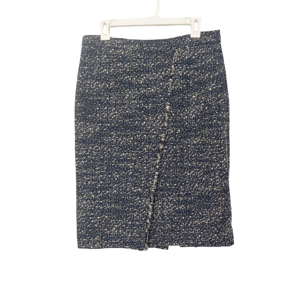J. Crew Navy, Cream, and Gold Tweed Pencil Skirt Size 8